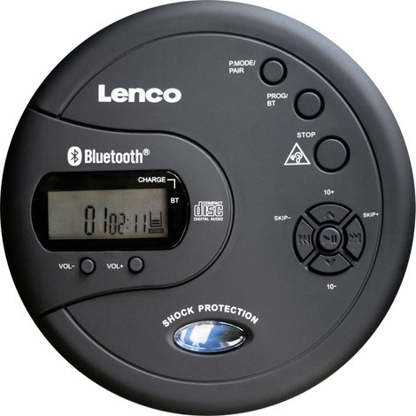 Lenco CD-300BK - Tragbarer Bluetooth® CD-MP3-Player mit Anti-Shock Hordozható CD lejátszó