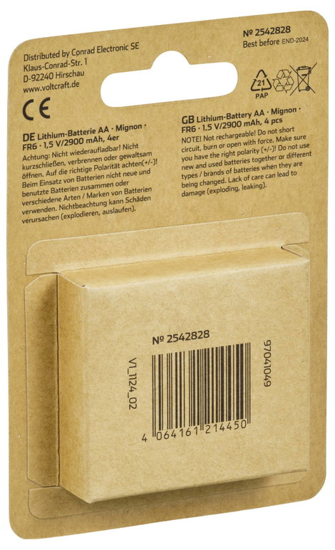 VOLTCRAFT Extreme Power Ceruzaelem Lítium 2900 mAh 1.5 V 4 db 4. kép