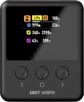 ISDT 608PD Smart Modell multifunkciós töltő 10 A LiFePO, LiPolimer, LiHV, NiMH Kisütés funkció, Graf