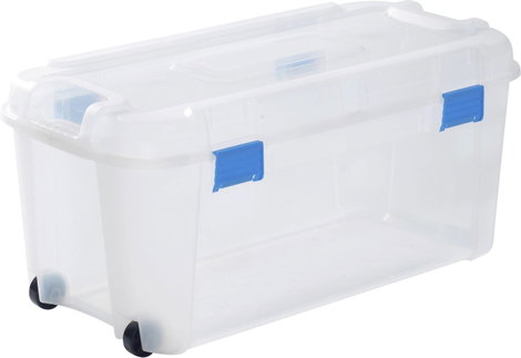 Curver 243731 Tárolódoboz TOTEM Box 80L, transparent / blau Átlátszó, Kék 1 db