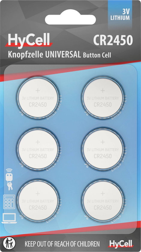 HyCell Gombelem CR 2450 3 V 1 db Lítium 6er Blister Lithium Knopfzellen CR2450