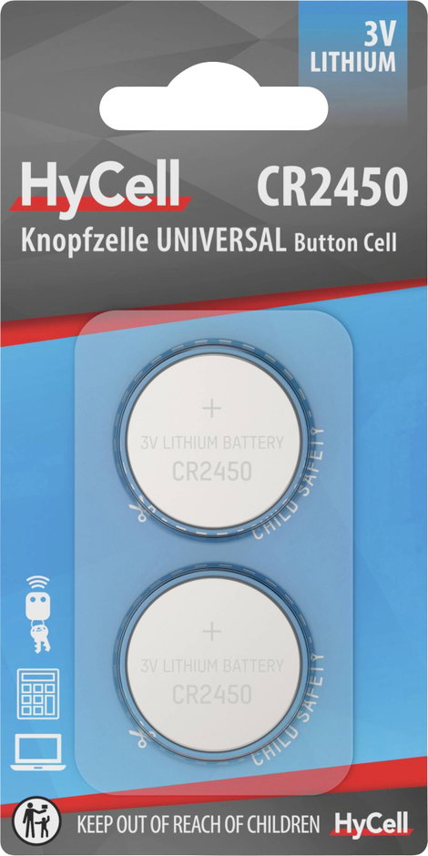 HyCell Gombelem CR 2450 3 V 1 db Lítium 2er Blister Lithium Knopfzellen CR2450