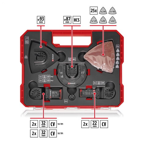 Einhell 708136 XLPLUS-CASE HCS, Alumínium-oxid, Króm-vanádium acél Többfunkciós szerszám tartozék ké 2. kép