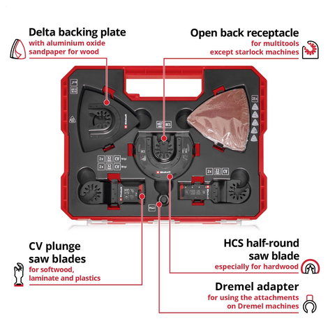 Einhell 708136 XLPLUS-CASE HCS, Alumínium-oxid, Króm-vanádium acél Többfunkciós szerszám tartozék ké 3. kép