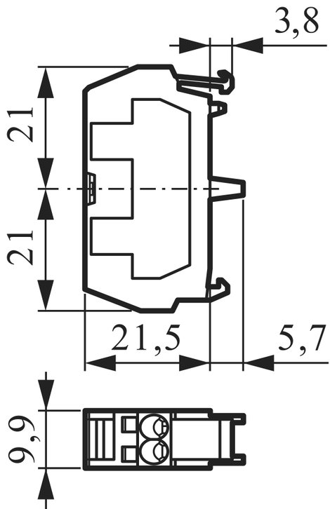 Érintkező elem 600 V 10 A, 1 x be/(ki), csavaros, BACO 33R01 3. kép