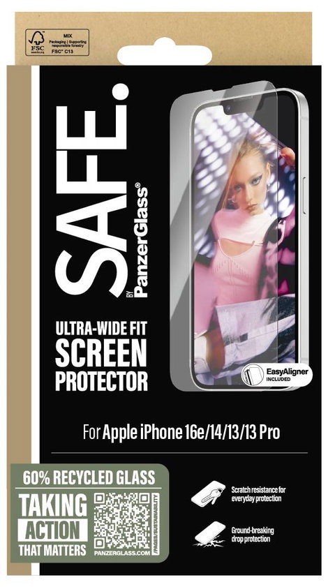 PanzerGlass Ultra-Wide Fit Kijelzővédő üveg Apple iPhone 16e, iPhone 14, iPhone 13, iPhone 13 Pro 1 3. kép