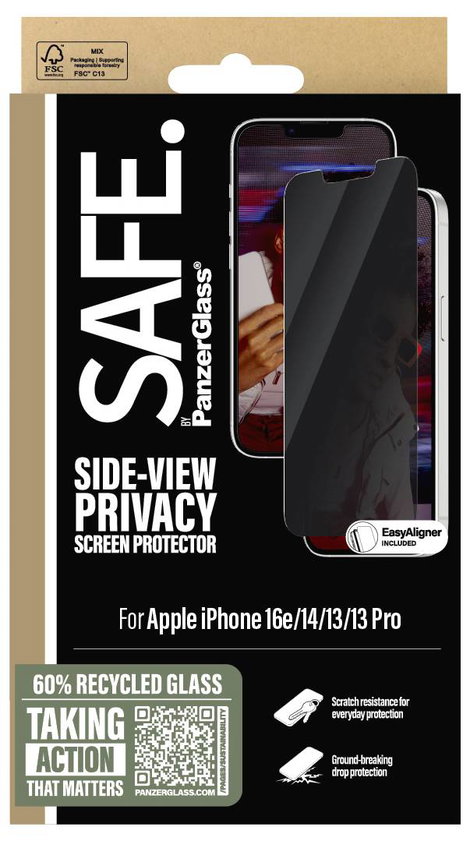 PanzerGlass Privacy Kijelzővédő üveg Apple iPhone 16e, iPhone 14, iPhone 13, iPhone 13 Pro 1 db SARP 3. kép