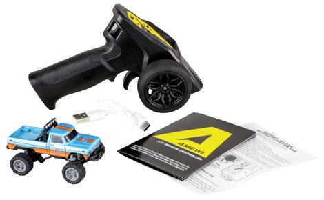 Amewi Narancs Brushed 1:64 RC modellautó Elektro Monstertruck 2WD RtR 2,4 GHz Fényeffekttel, Akkuval 6. kép
