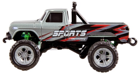 Amewi Szürke Brushed 1:64 RC modellautó Elektro Monstertruck 2WD RtR 2,4 GHz Akkuval és töltőkábelle 2. kép