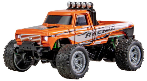 Amewi Narancs Brushed 1:64 RC modellautó Elektro Monstertruck 2WD RtR 2,4 GHz Fényeffekttel, Akkuval 2. kép
