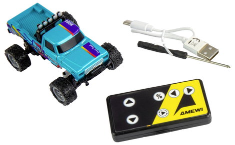 Amewi Brushed 1:64 RC modellautó Elektro Monstertruck 2WD RtR 2,4 GHz Akkuval és töltőkábellel, Fény 6. kép