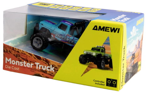 Amewi Brushed 1:64 RC modellautó Elektro Monstertruck 2WD RtR 2,4 GHz Akkuval és töltőkábellel, Fény 7. kép