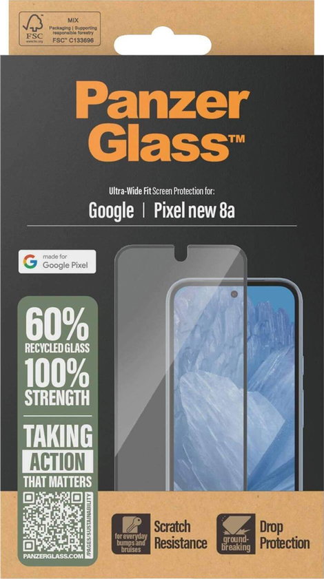 PanzerGlass Displayschutz Ultra-Wide Fit Pixel 9a Kijelzővédő üveg Google Pixel 9a 1 db Karcálló 479 2. kép