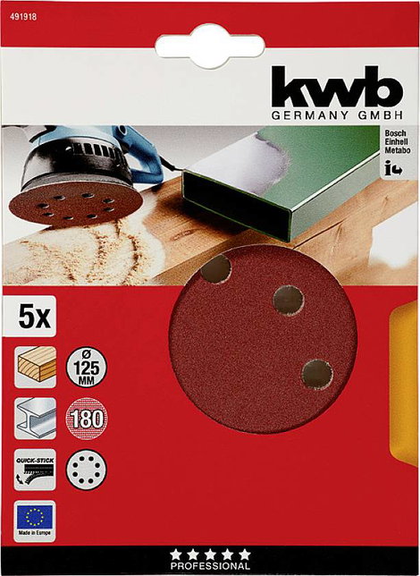 kwb 491918 Csiszolókorong Ø 125 mm 5 db 2. kép