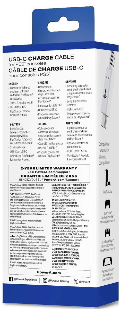 Power A USB-C®-auf-USB-C® (3 m) #####Ladekabel PS5, PS5 Pro, PS5 Slim 4. kép