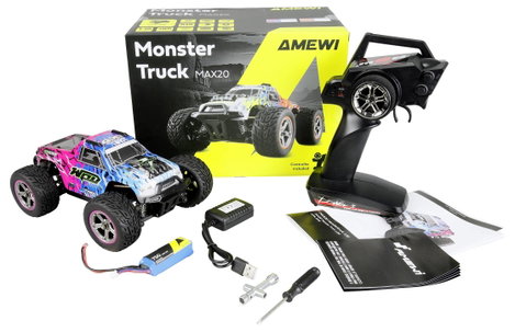 Amewi MAX20 blau-pink Kék, Rózsaszín Brushed 1:20 RC kezdő modellautó Elektro Monstertruck 4WD RtR 2 9. kép