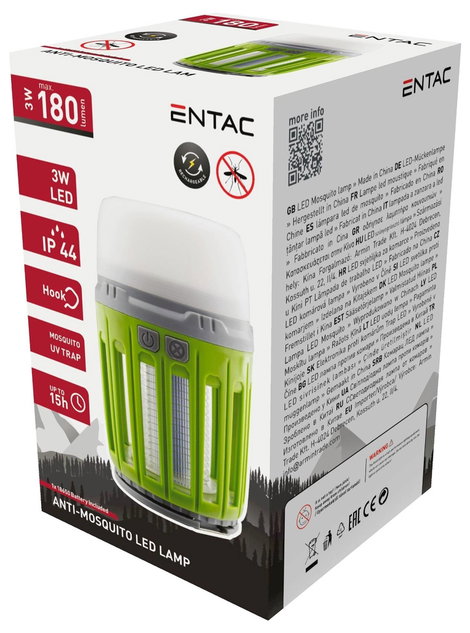ENTAC Moskito ECL-MOSQ-PL UV fény UV szúnyogfogó 3 W (Ø x Ma) 73 mm x 133 mm Zöld 1 db 4. kép