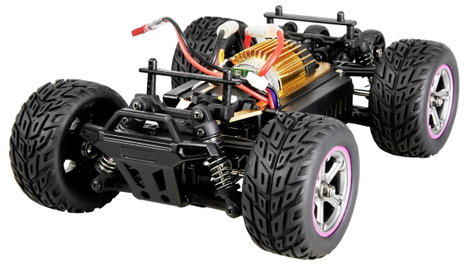 Amewi Kék, Narancs Brushed 1:20 RC kezdő modellautó Elektro Monstertruck 4WD RtR Fényeffekttel 7. kép