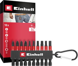 Einhell Karabiner Impact Bit Set 10tlg 118633 Bit készlet 1/4 (6.3 mm), PH, PZ, TORX, Hatlap