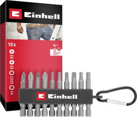 Einhell Karabiner Bit Set 10tlg 118623 Bit készlet 1/4 (6.3 mm), PH, PZ, TORX, Hatlap