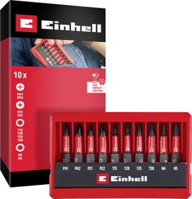 Einhell Impact Bit Taschenbox 10tlg 118653 Bit készlet 1/4 (6.3 mm), PH, PZ, TORX, Hatlap