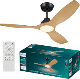 Philips LED Olas Mennyezeti ventilátor 30 W (Ø x Ma) 1320 mm x 310 mm Fekete Távirányítóval, Dimmelh
