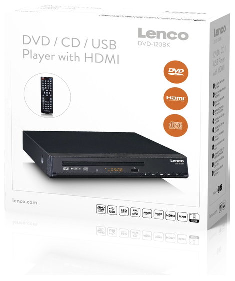 Lenco DVD-120BK - DVD Player mit HDMI und Scart - Display - Fernbedienung Hordozható DVD lejátszó 8. kép