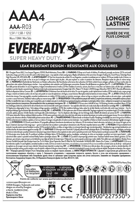 Eveready Mikroelem SHD Cink-szén 1.5 V 4 db 2. kép