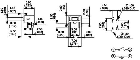 Nyomógomb 12 V/DC 50 mA, 1 x ki/(be), APEM PHAP3363 2. kép