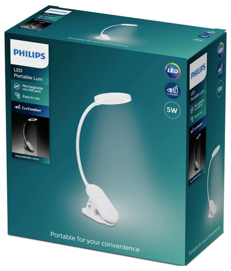 Philips LED Forys Clip DSK206 8720169194397 LED-es akkus asztali lámpa LED Fixen beépített LED-es 5 2. kép