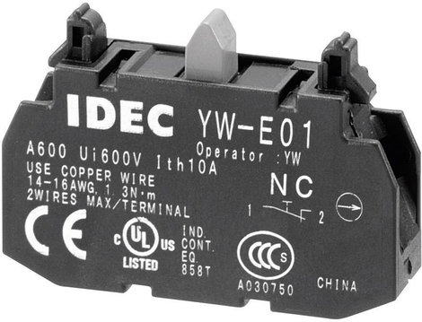 Egyszerű csatlakozóblokk, csavaros kivitel, 240 V/AC 6 A, Idec YW-E01