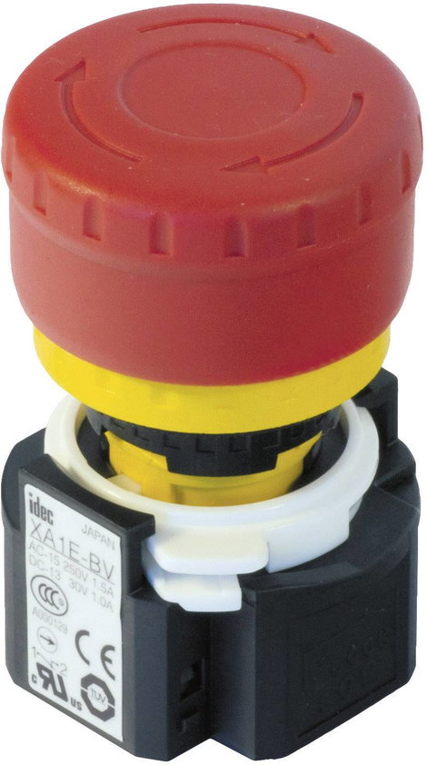 Vészkikapcsoló 16 mm, 250 V/AC 3 A, 2 nyitó, Idec XA1E-BV302R
