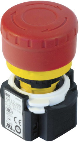 Vészkikapcsoló 16 mm, 250 V/AC 3 A, 1 záró/3 nyitó, Idec XA1E-LV313Q4R