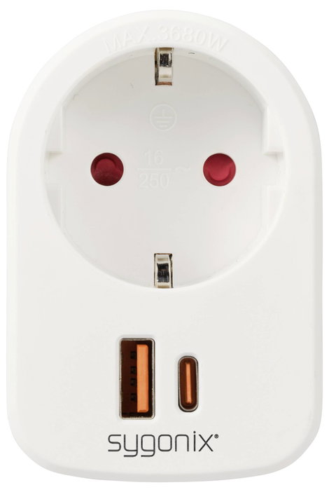 Sygonix SY-6713236 Köztes dugalj USB-vel Fehér 2. kép