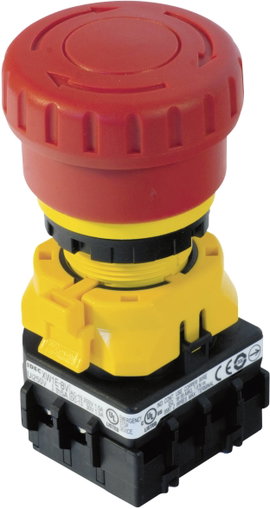 Vészkikapcsoló 22 mm, 250 V/AC 3 A, 2 nyitó, Idec XW1E-BV402MFR