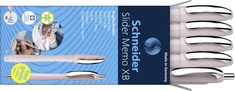 Schneider Schreibgeräte 5 db Etui 4x Memo + 1x Rave pearl 150235 Golyóstoll Írás színe: Kék N/A