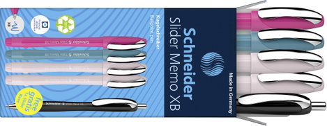 Schneider Schreibgeräte 5 db Etui 4x Memo + 1x Rave sortiert 150255 Golyóstoll Írás színe: Kék N/A