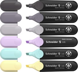 Schneider Schreibgeräte Szövegjelölő Textmarker Job Pastell (grau) Karton-Etui 6 Stück sortiert 1150