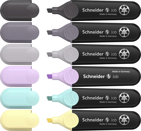 Schneider Schreibgeräte Szövegjelölő Textmarker Job Pastell (grau) Karton-Etui 6 Stück sortiert 1150