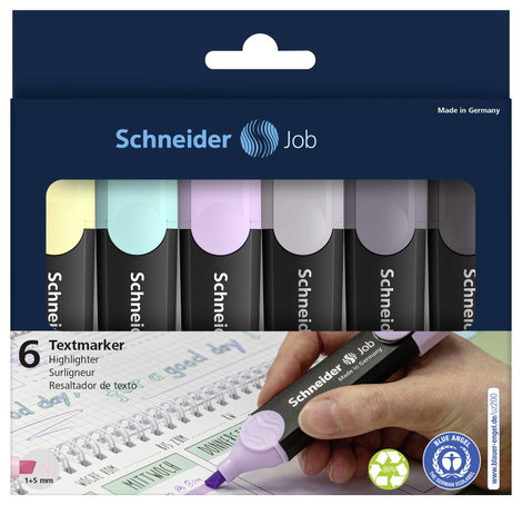 Schneider Schreibgeräte Szövegjelölő Textmarker Job Pastell (grau) Karton-Etui 6 Stück sortiert 1150 2. kép
