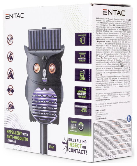 ENTAC EGSR-US-MC-12M-S UV fény, LED-es fény, Ultrahangos Rágcsálóriasztó Fekete 1 db 2. kép