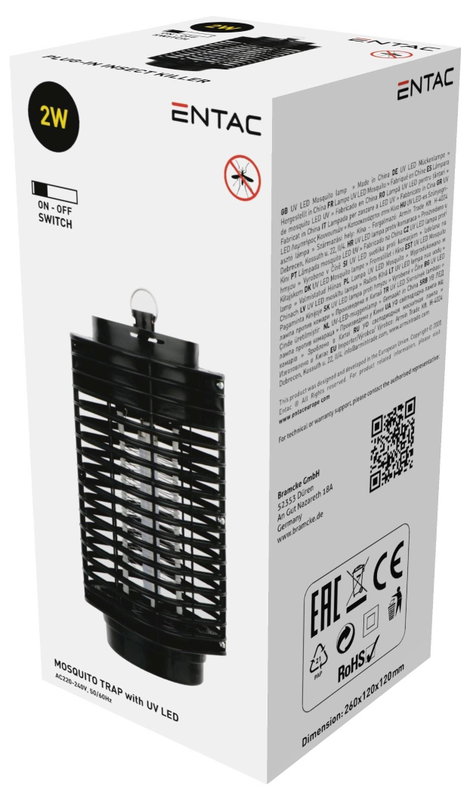 ENTAC ECL-INS23-AC UV fény Rovarriasztó 2 W Fekete 1 db 2. kép