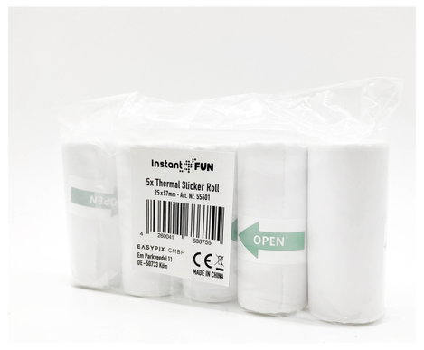 Easypix EASYPIX Sticker Thermopapierrollen Weiß für InstantFUN - 5 Stück Thermo pénztárgépszalag 556 2. kép