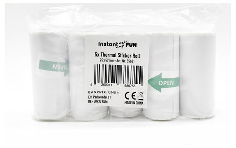 Easypix EASYPIX Sticker Thermopapierrollen Weiß für InstantFUN - 5 Stück Thermo pénztárgépszalag 556 5. kép