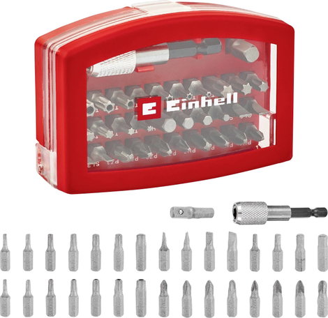 Einhell BELT CLIP 118495 Bit készlet 32 részes TORX, PZ, PH, Egyeneshornyú, Tamper Torx Bit tartóval