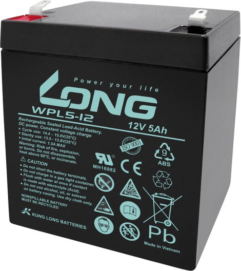 Ólomakku KungLong WPL5-12-M/F2 Ólom-vlies (AGM) 5 Ah 12 V 1 db