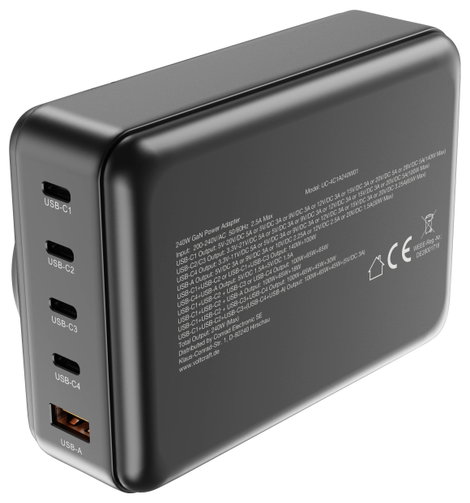 VOLTCRAFT UC-4C1A240W01 USB-s töltőállomás 240 W USB-C®, USB-A Power Delivery 3.0 Fekete Beltér GaN, 7. kép