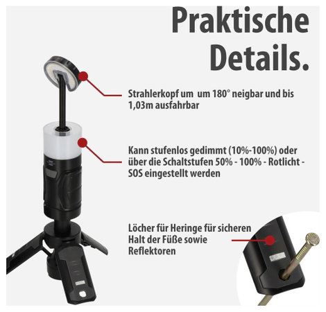 Brennenstuhl 1173740008 Munkalámpa 400 lm 540 g Fekete, Fehér 3. kép