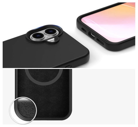4Smarts Silicone Case Cupertino Hátlap Apple iPhone 16 Fekete Induktív töltés 541186 2. kép