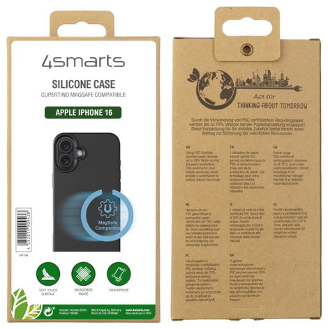 4Smarts Silicone Case Cupertino Hátlap Apple iPhone 16 Fekete Induktív töltés 541186 4. kép